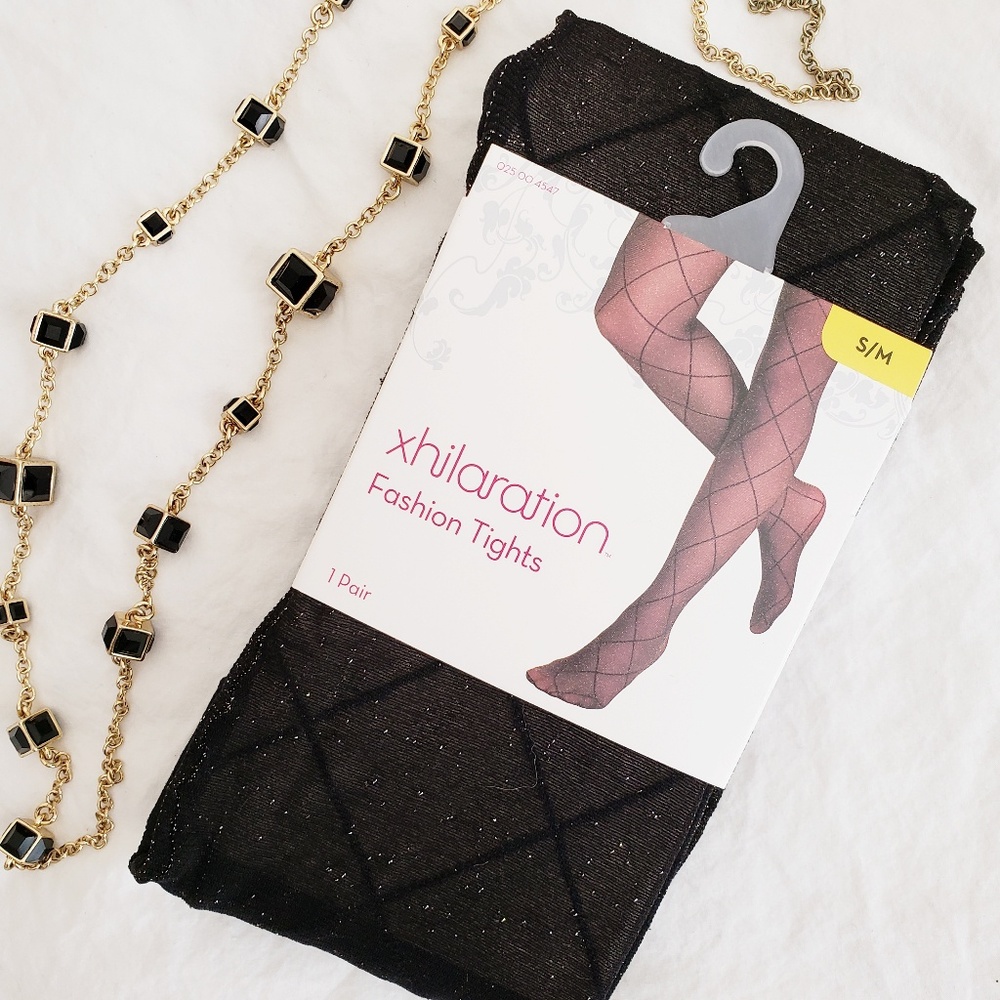 Xhilaration sheer black gold shimmer tights